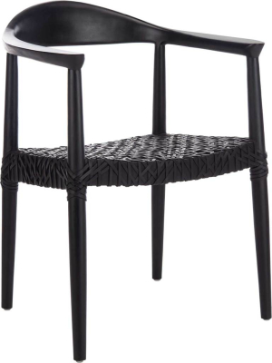 Justin Leather Woven Accent Chair Black