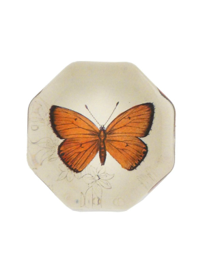 John Derian Orange Butterfly Octagonal Charm