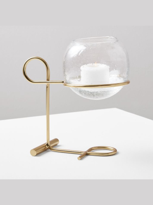 Brass & Glass Globe Centerpiece Candleholder