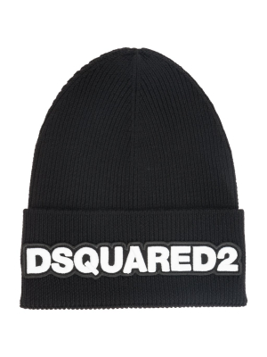 Dsquared2 Logo Patch Ribbed Beanie