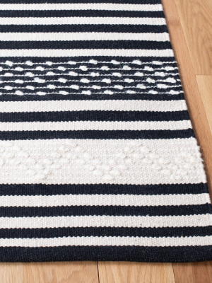 Black/ Ivory Stripe Boho Tribal Rug