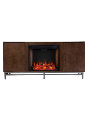 Retim Alexa Smart Fireplace With Media Storage Brown/silver - Aiden Lane