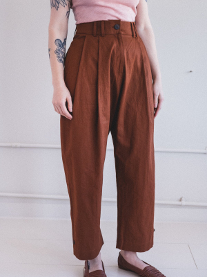 Bag Pant In Truffle Coated Linen