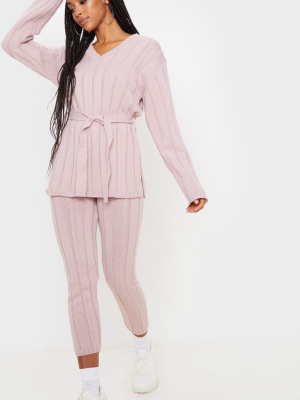 Rose Belted Longline Jumper And Legging Lounge Set