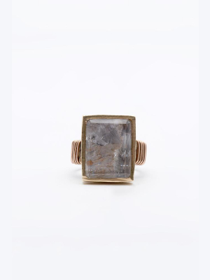 Tsutsumi Sterling Silver Ritulated Quartz Ring