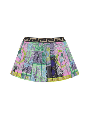 Versace Kids Barocco Print Pleated Skirt