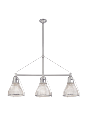 Hudson Valley Lighting Haverhill 3-bulb Ceiling Lamp - Satin Nickel & Clear Prismatic