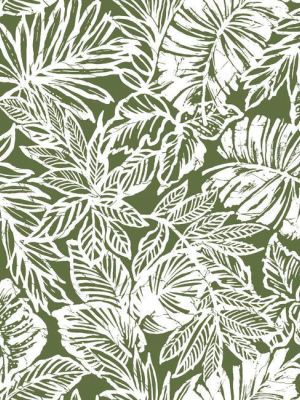 Batik Tropical Leaf Peel & Stick Wallpaper In Green By Roommates For York Wallcoverings