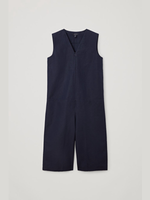 Sleeveless Cotton-linen Jumpsuit