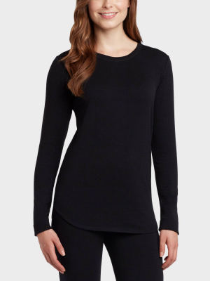 Warm Essentials By Cuddl Duds Women's Everyday Comfort Crewneck Thermal Top - Black