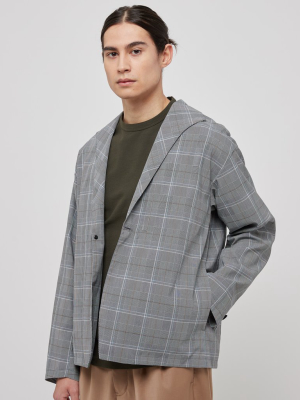 Spread Collar Jacket In Gray Check