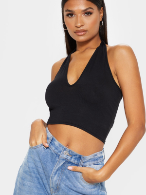 Nicci Black Halterneck Crop Top