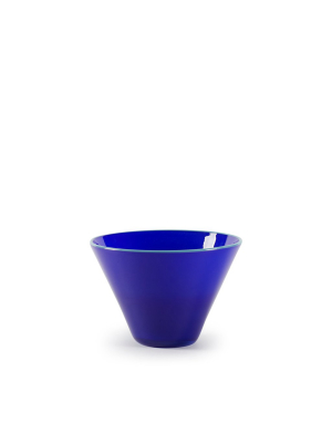 Conical Bowl In Opaque Lapis With Celadon Lip