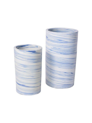 Marblelized Cylinder Vase In Two Sizes