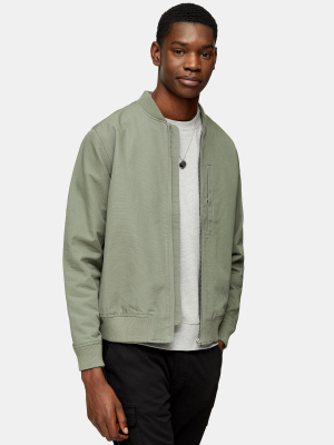 Light Green Textured Bomber Jacket