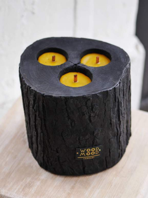 Huge Charred Triple Wooden Candle