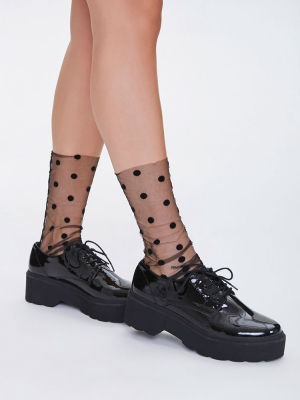 Sheer Polka Dot Crew Socks