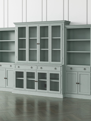 Cameo Blue Grey 4-piece Glass Door Wall Unit With Storage Bookcase