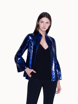 Sequin Jacket With Peplum Sleeves