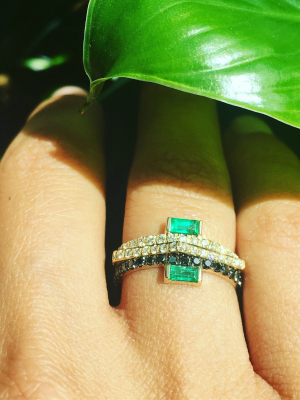 Nikita Ring - White Diamonds With Emerald