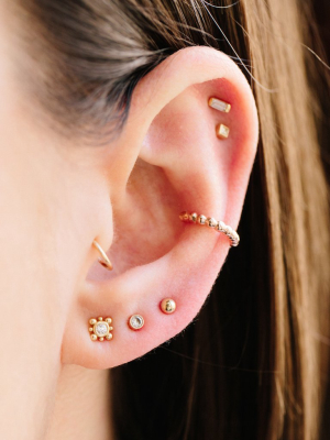 14k Gold Bead & Diamond Starburst Earrings
