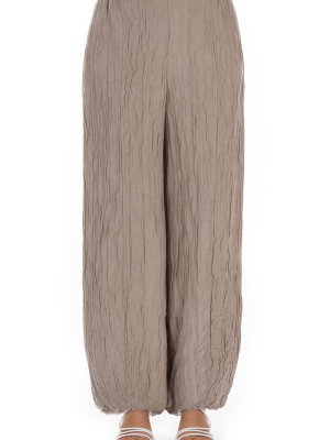 Long Crinkled Beige Trousers