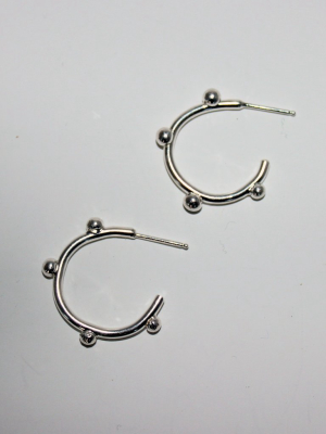 Studded Hoops, Sterling Silver