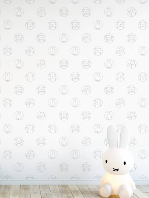 Miffy Portraits Kids Wallpaper In Grey By Kek Amsterdam