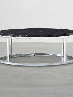 Smart Chrome Coffee Table With Black Marble Top