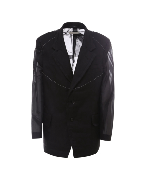 Maison Margiela Sheer Sleeve Single Breasted Blazer