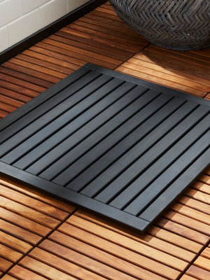 Lateral Teak Black Bath Mat 21.75"x23"