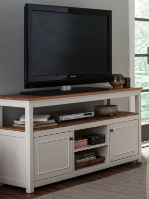 Savannah Tv Cabinet Ivory With Natural Wood Top - Bolton Furniture