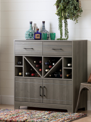 Vietti Bar Cabinet With Bottle Storage And Drawers - Gray Maple - South Shore