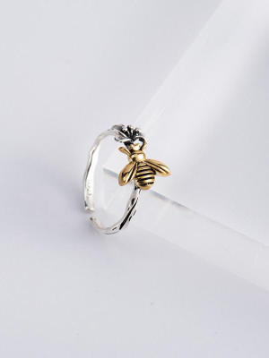 Honey Bee Ring (925 Sterling Silver)