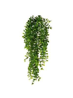 Vickerman 31" Artificial Green Mini Leaf Hanging Bush.