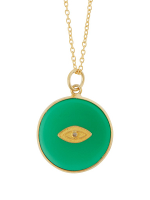 All Seeing Round Eye Necklace With Green Onyx