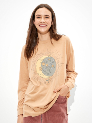 Ae Oversized Long Sleeve Celestial Graphic T-shirt