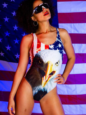 The Decider | Women's Usa Flag Eagle One Piece