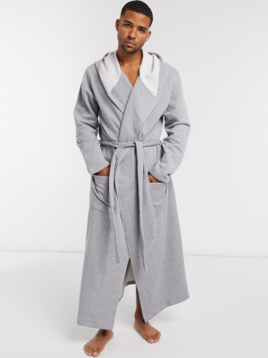 Asos Design Long Robe In Super Soft Gray Jersey