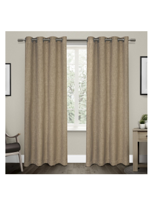 Vesta Heavy Textured Linen Woven Room Darkening Grommet Top Window Curtain Panel Pair Exclusive Home