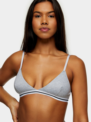 Gray Marl Stripe Detail Triangle Bra