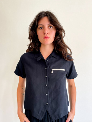 Silk Cropped Bowling Shirt