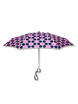 Shedrain Manual Compact Umbrella - Navy Polka Dot