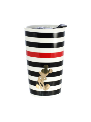 Seven20 Disney Mickey Mouse Geo Glam Silouhette 10oz Ceramic Travel Mug With Lid
