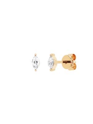 Marquise Diamond Studs - Yellow Gold