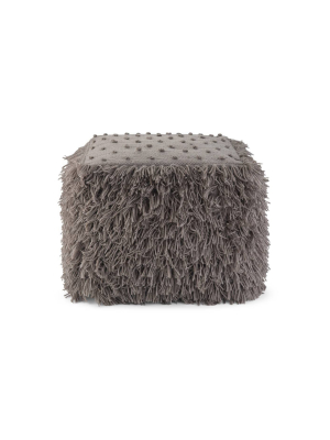 Burley Contemporary Square Pouf Gray - Wyndenhall