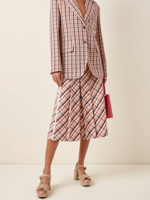 Checked Wool Midi Skirt