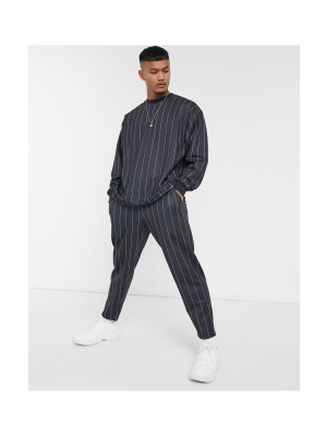 Asos Design Two-piece In Poly Tricot Fabric With All Over Stripes