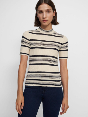 Striped Ribbed Pullover In Wool-viscose