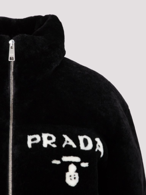 Prada Logo Shearling Jacket